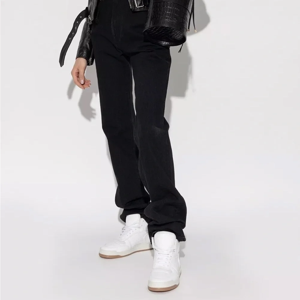 SAINT LAURENT SL 80 WOMEN SL/80 HIGH TOP LOGO YSL LEATHER SNEAKERS SIZE 39.5 - Picture 4 of 15